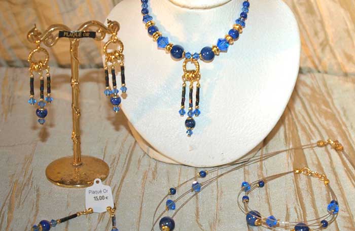 Collier Lapis Lazuli  Collier Lapis Lazuli Métal Plaqué Or Cristal Swarovski